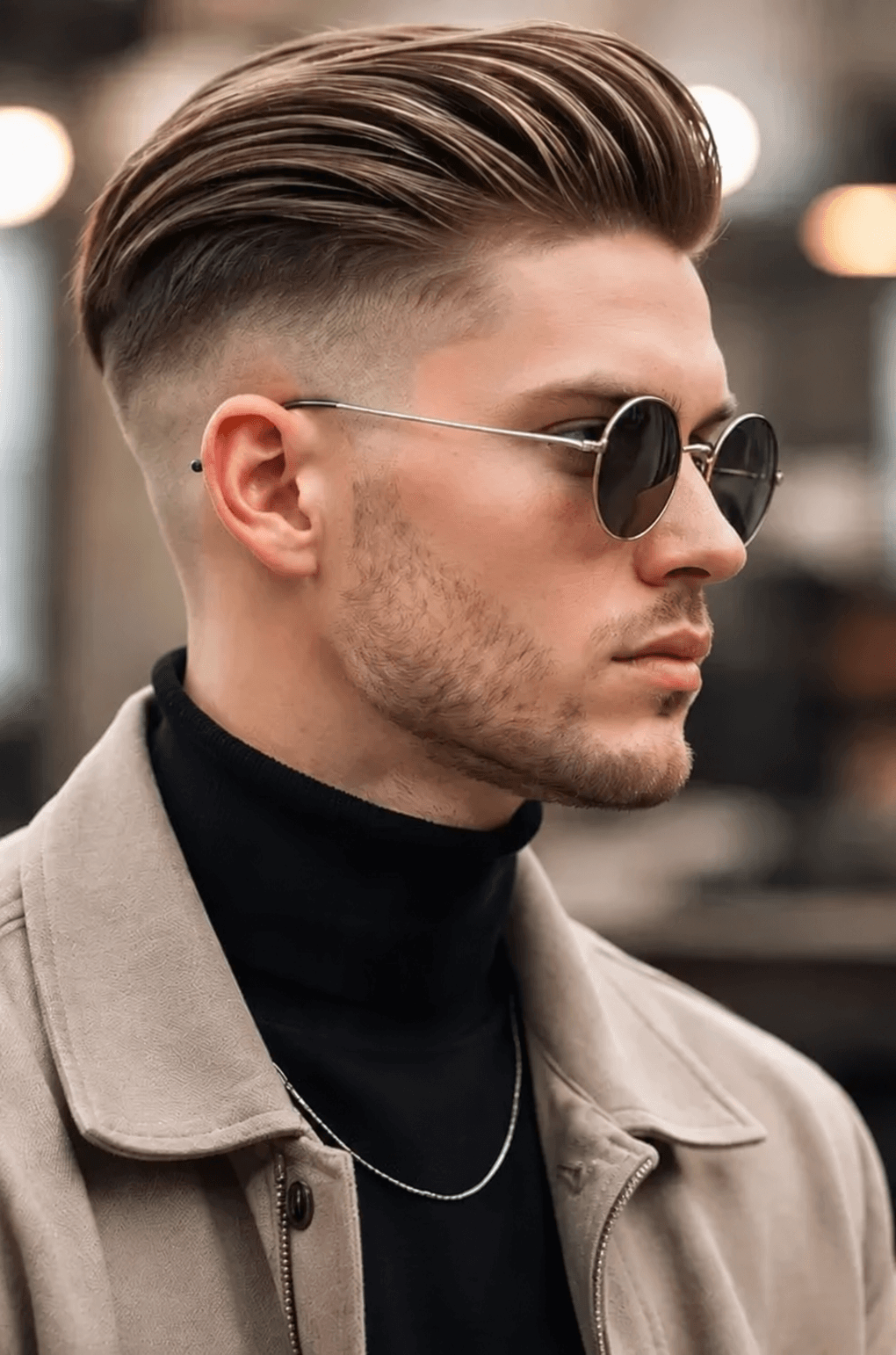 Corte masculino social com penteado lateral